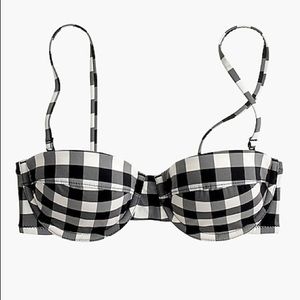 J Crew Demi underwire bikini top in oversized matte gingham NWT 🖤